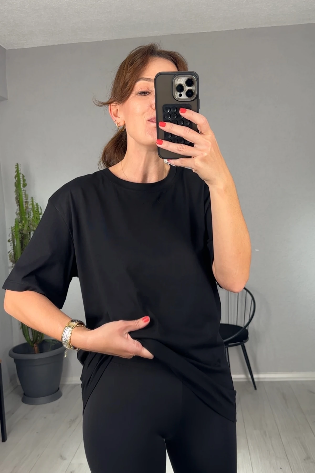 Pamuklu Oversize Basic Tişört 