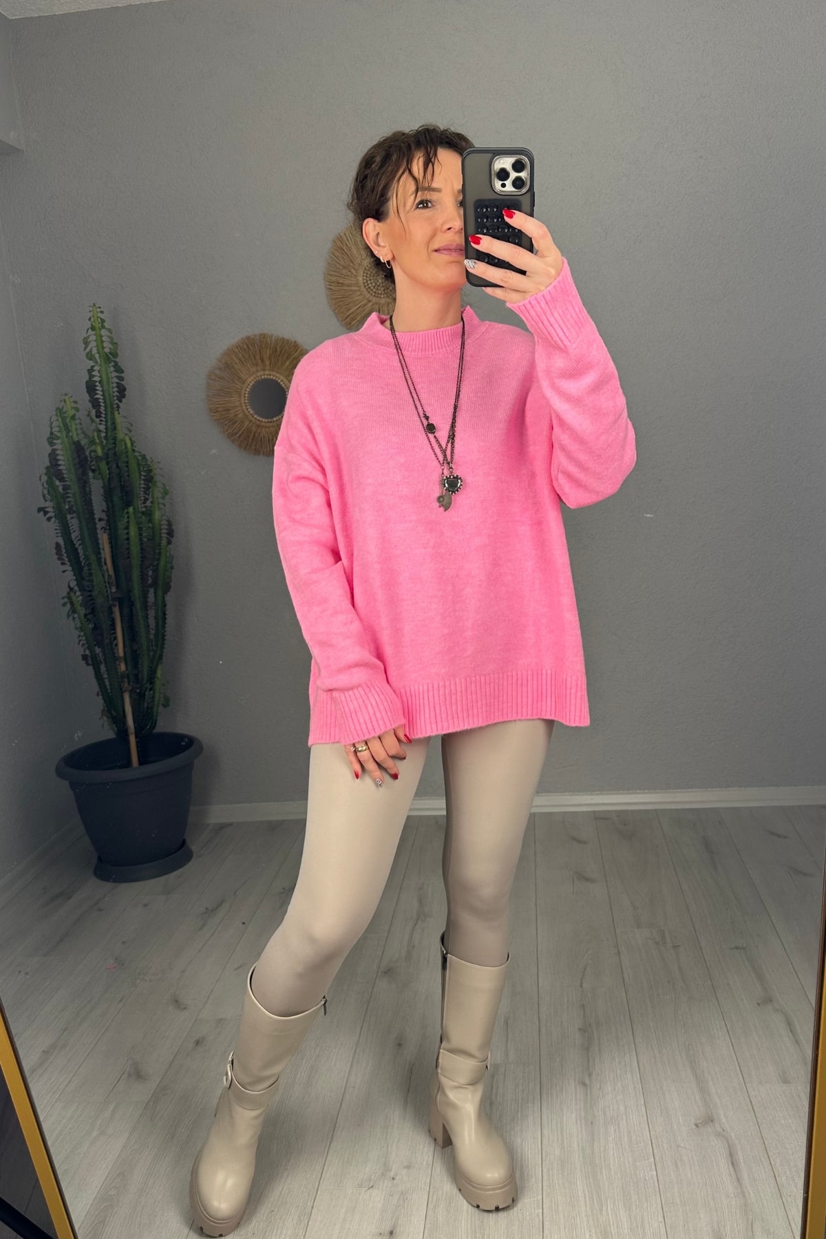 Oversize Bisiklet Yaka Triko Kazak