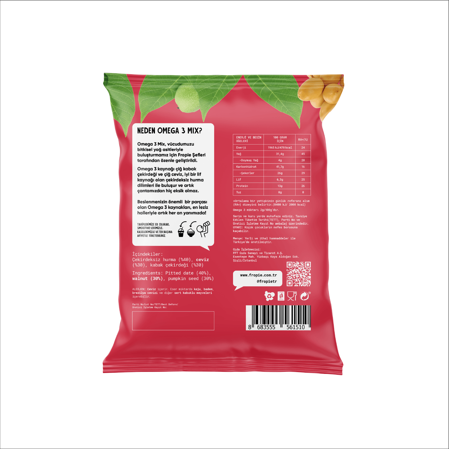 Fropie Karışık Kuruyemiş - Omega 3 Mix 40 gr  x6