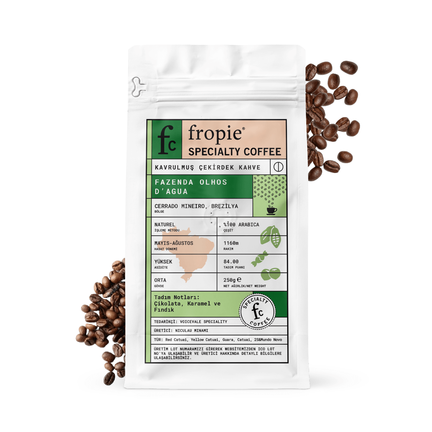 Toptan - Çekirdek Kahve 250gr - Brezilya