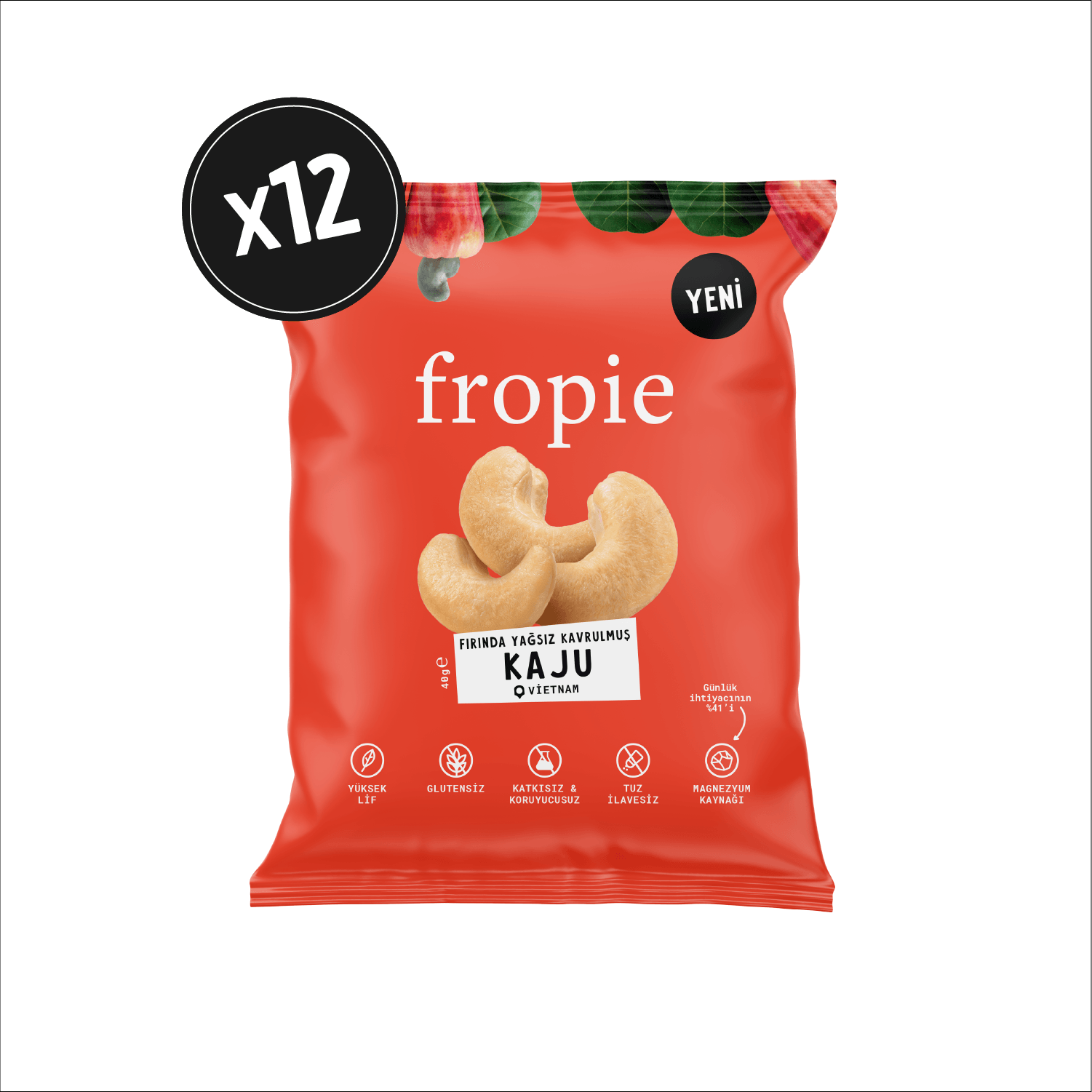 Fropie Fırında Yağsız Kavrulmuş Kaju 40g  x12