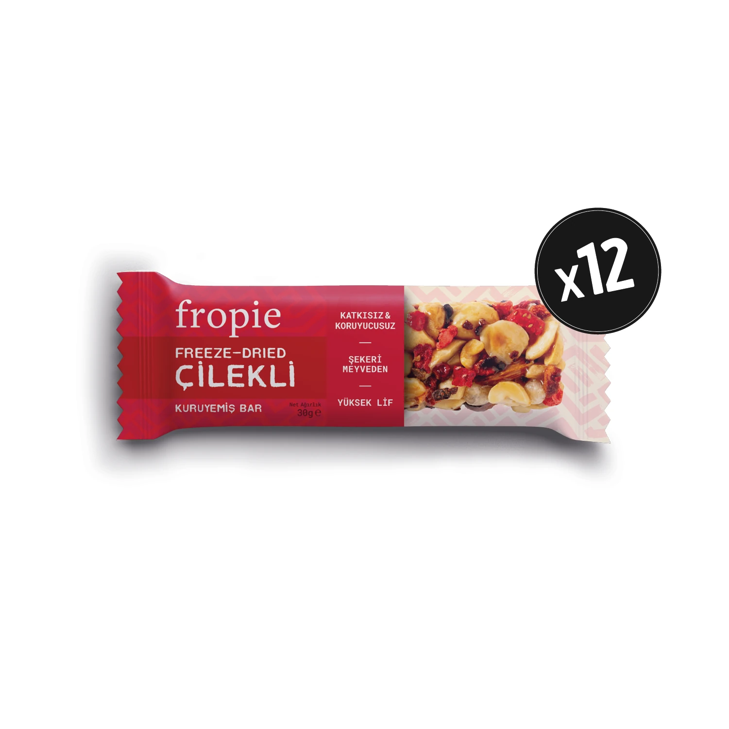 ③YOGINI FOOD 100 ストロベリー 21袋入 Kuruyemiş Bar - Çilekli x12