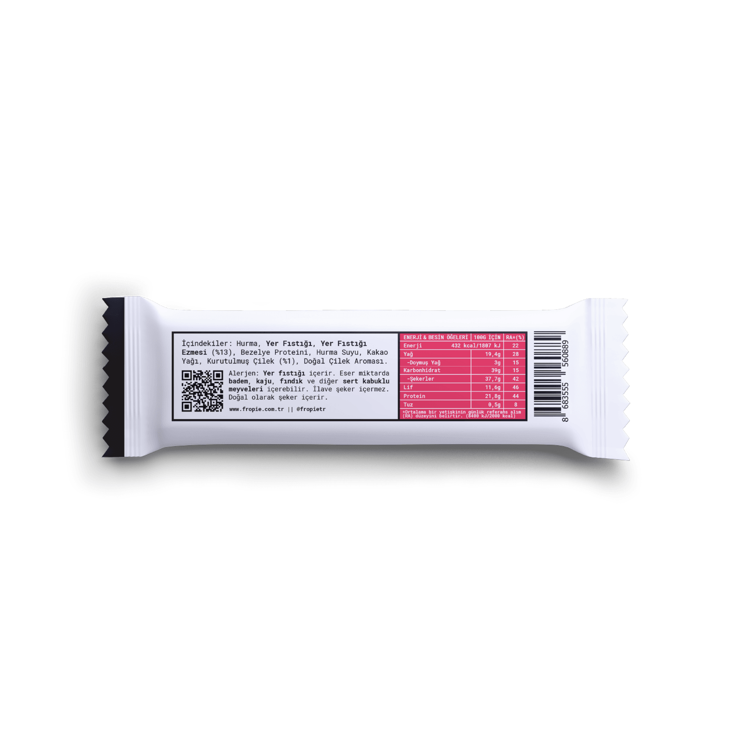 Toptan - Vegan High Protein Bar - Yer Fıstığı Ezmeli & Çilekli 40gr 12 Adet