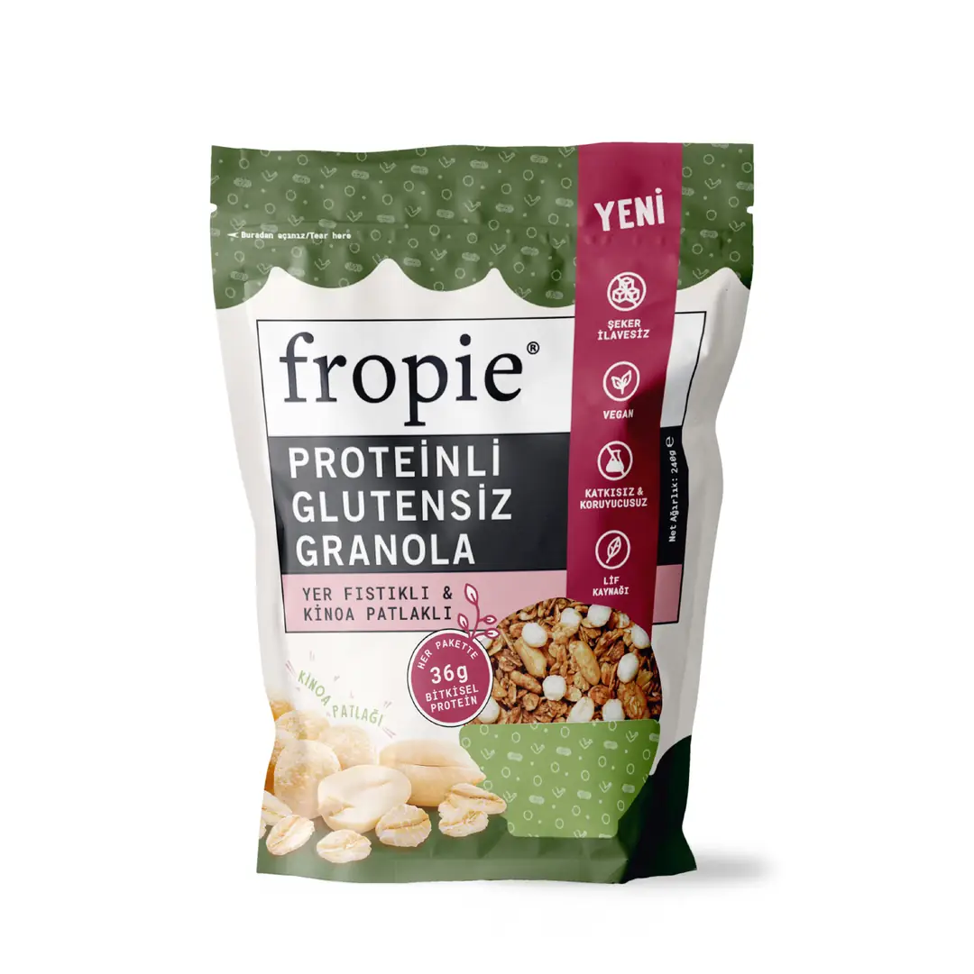 Proteinli Glutensiz Granola Yer Fıstıklı Kinoa Patlaklı 240gr
