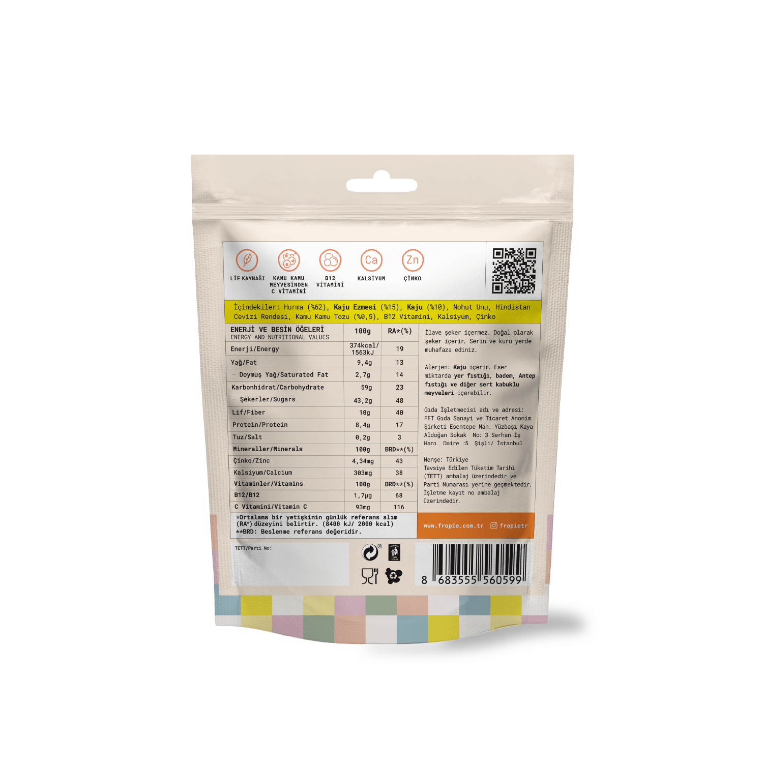 Toptan - Mini Kids Vitamin Topları - Hindistan Cevizi Kaplı & Kaju Ezmeli 12 Adet