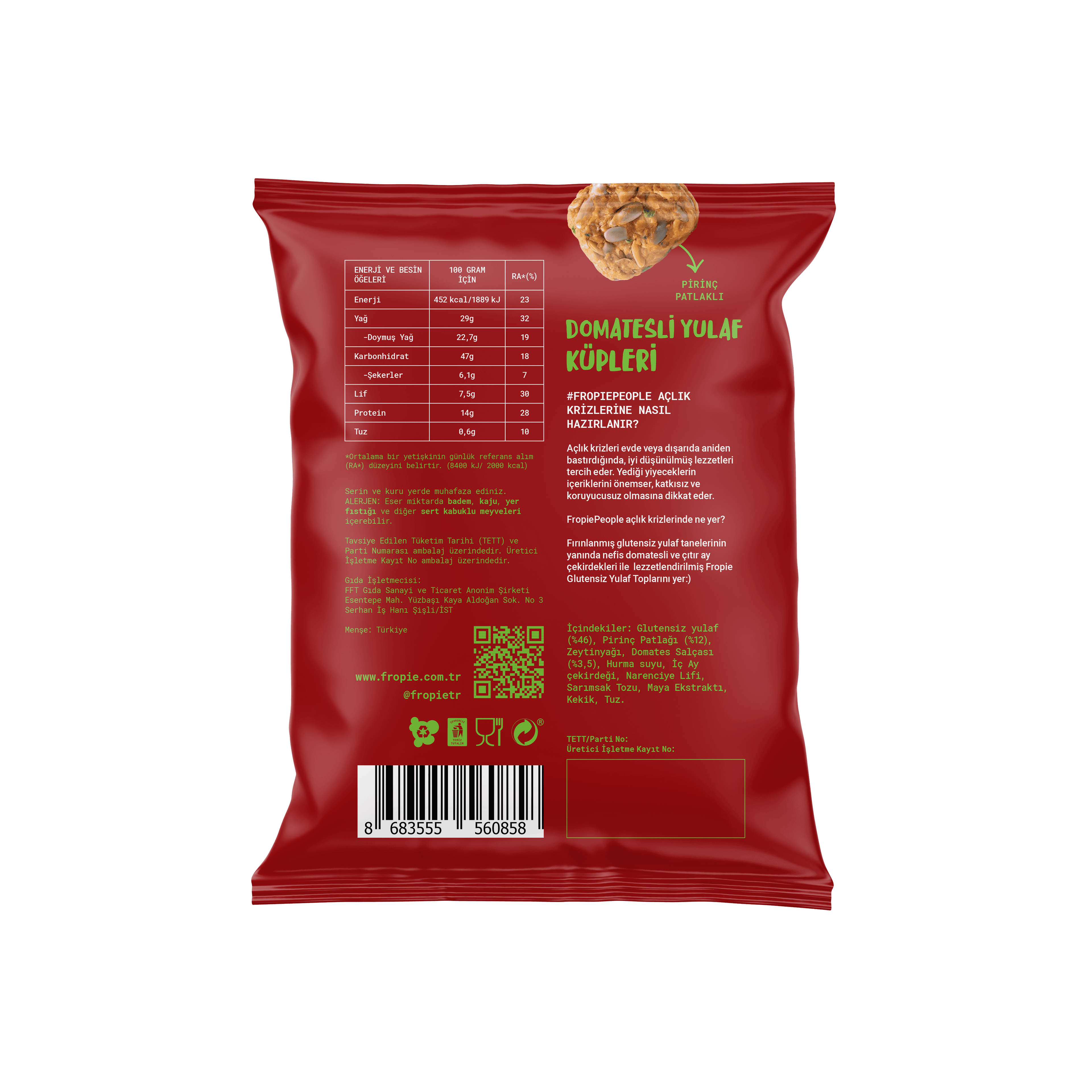 Fropie Glutensiz Yulaf Küpleri Domatesli 36g