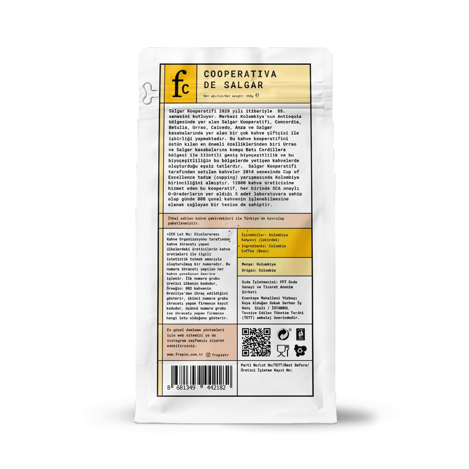 Toptan - Çekirdek Kahve 250gr - Kolombiya