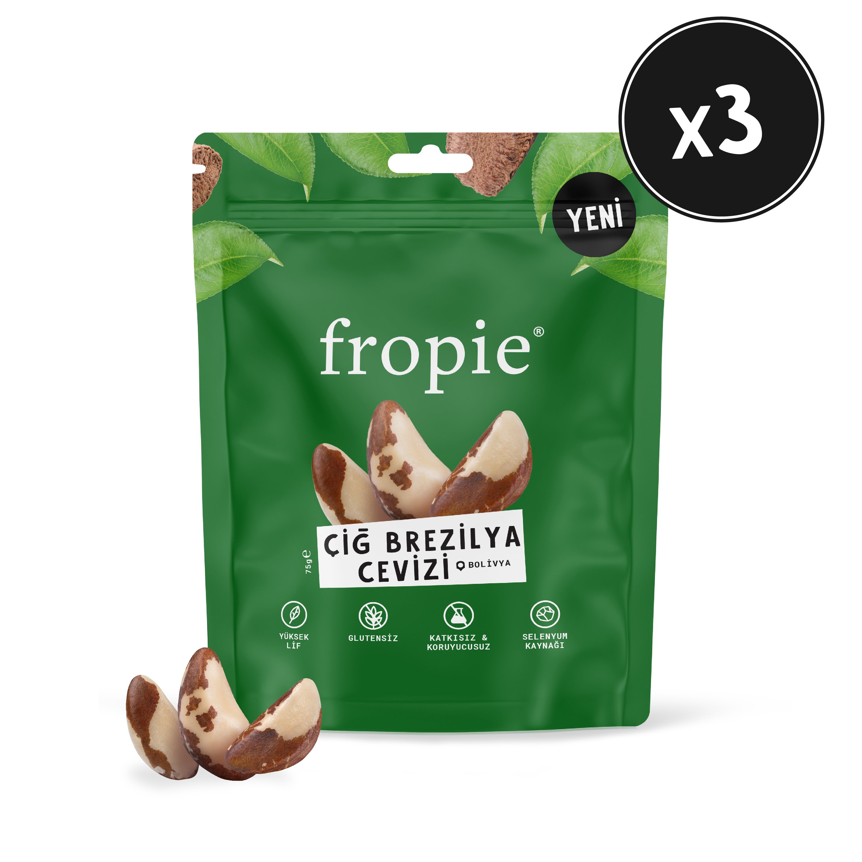 Çiğ Brezilya Cevizi 75 gr x 3 Adet