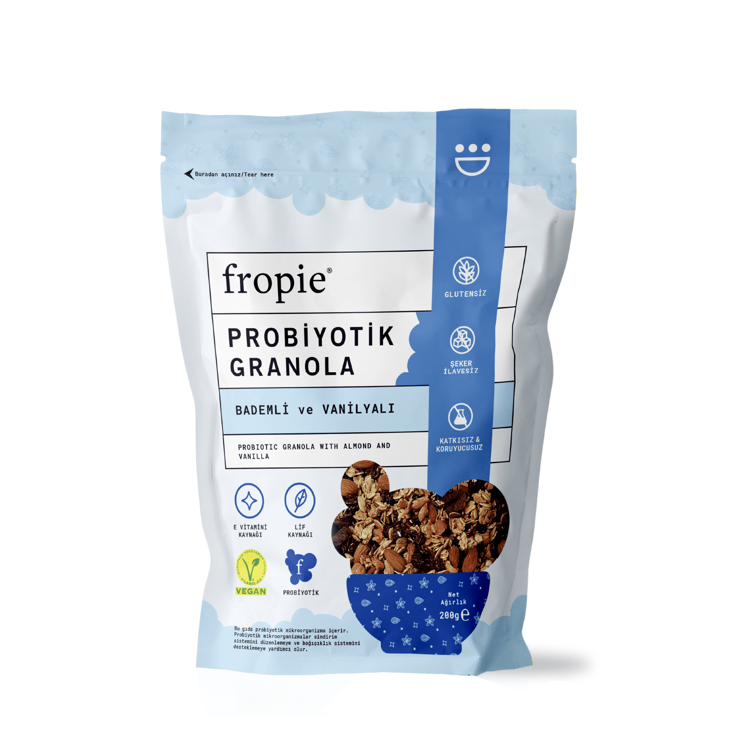 Toptan - Probiyotik Granola - Badem & Vanilya 200 gr 12 Adet