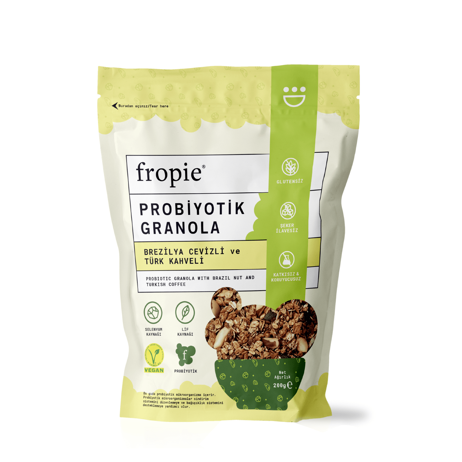 Toptan - Probiyotik Granola - Brezilya Cevizi & Kahve 200 gr 12 Adet