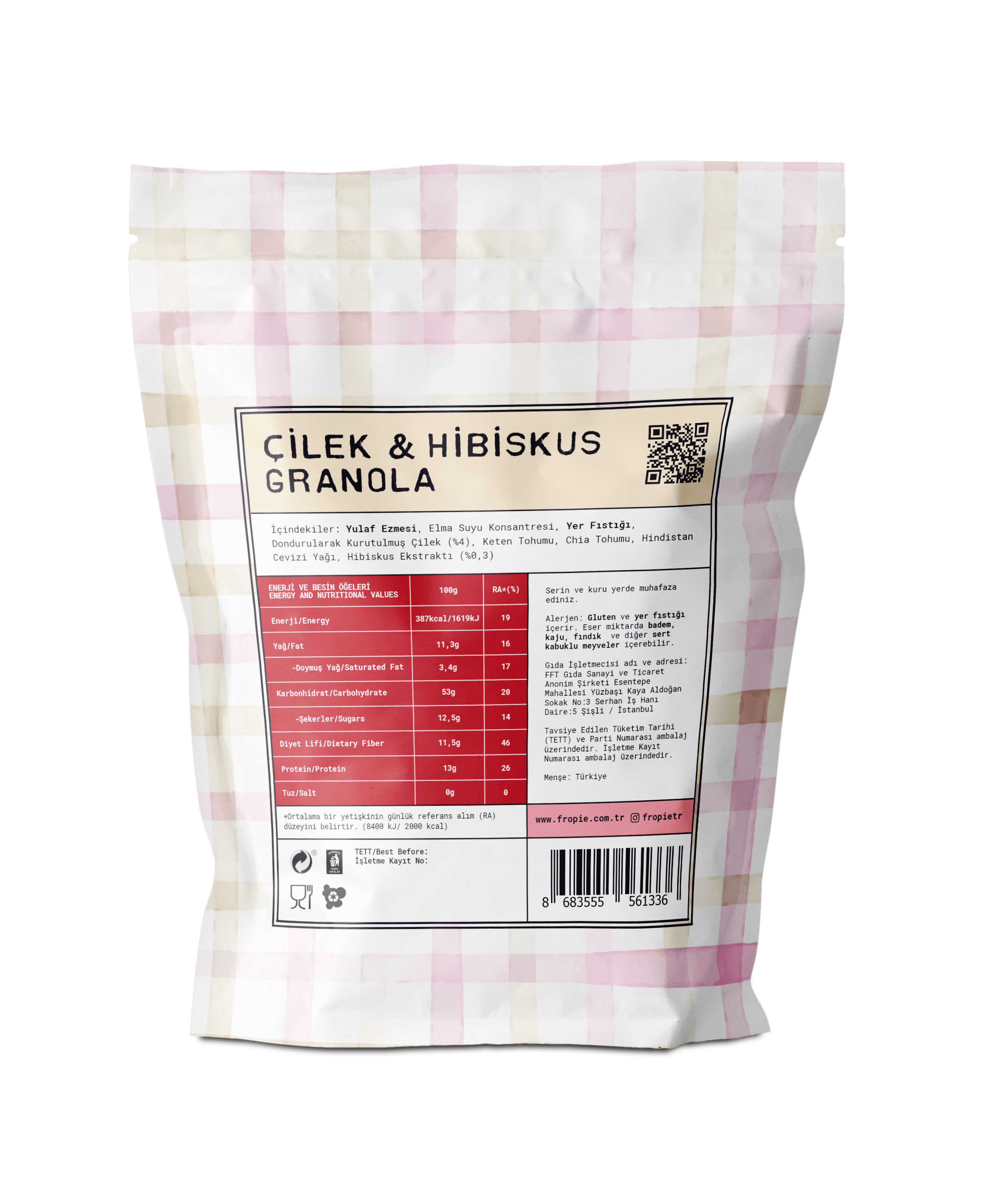 Fropie Çilek & Hibiskus Granola 360g x3