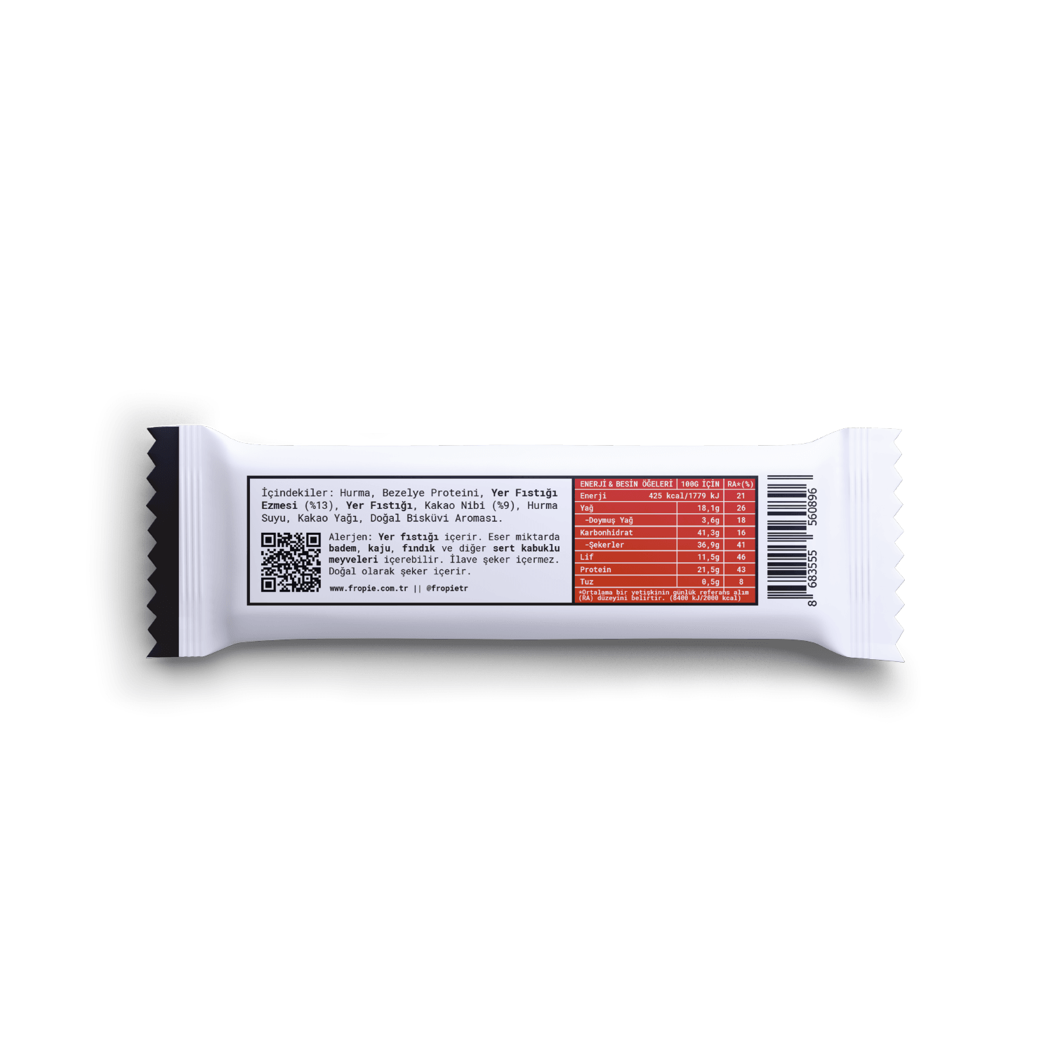 Toptan - Vegan High Protein Bar - Yer Fıstığı Ezmeli & Kakao Nibli 40gr 12 Adet