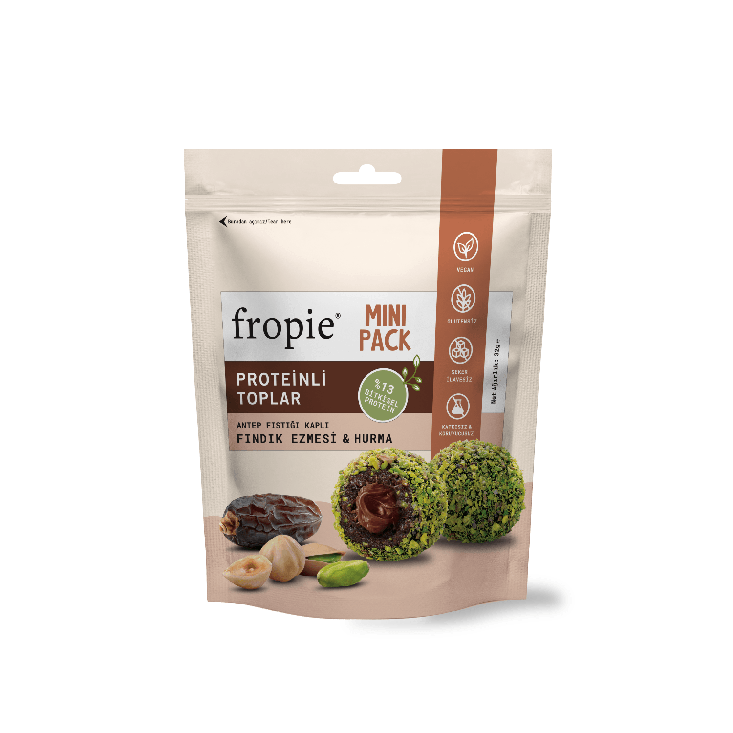 Toptan - Mini Protein Topları - Antep Fıstığı Kaplı & Fındık Ezmeli 12 Adet