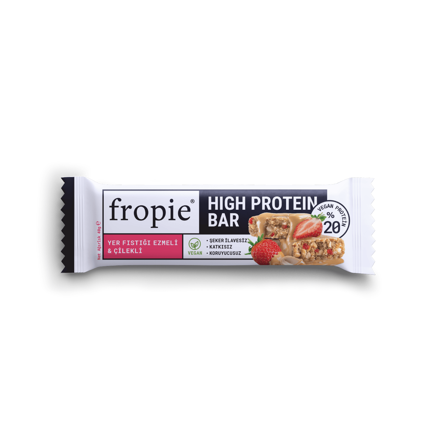 Toptan - Vegan High Protein Bar - Yer Fıstığı Ezmeli & Çilekli 40gr 12 Adet