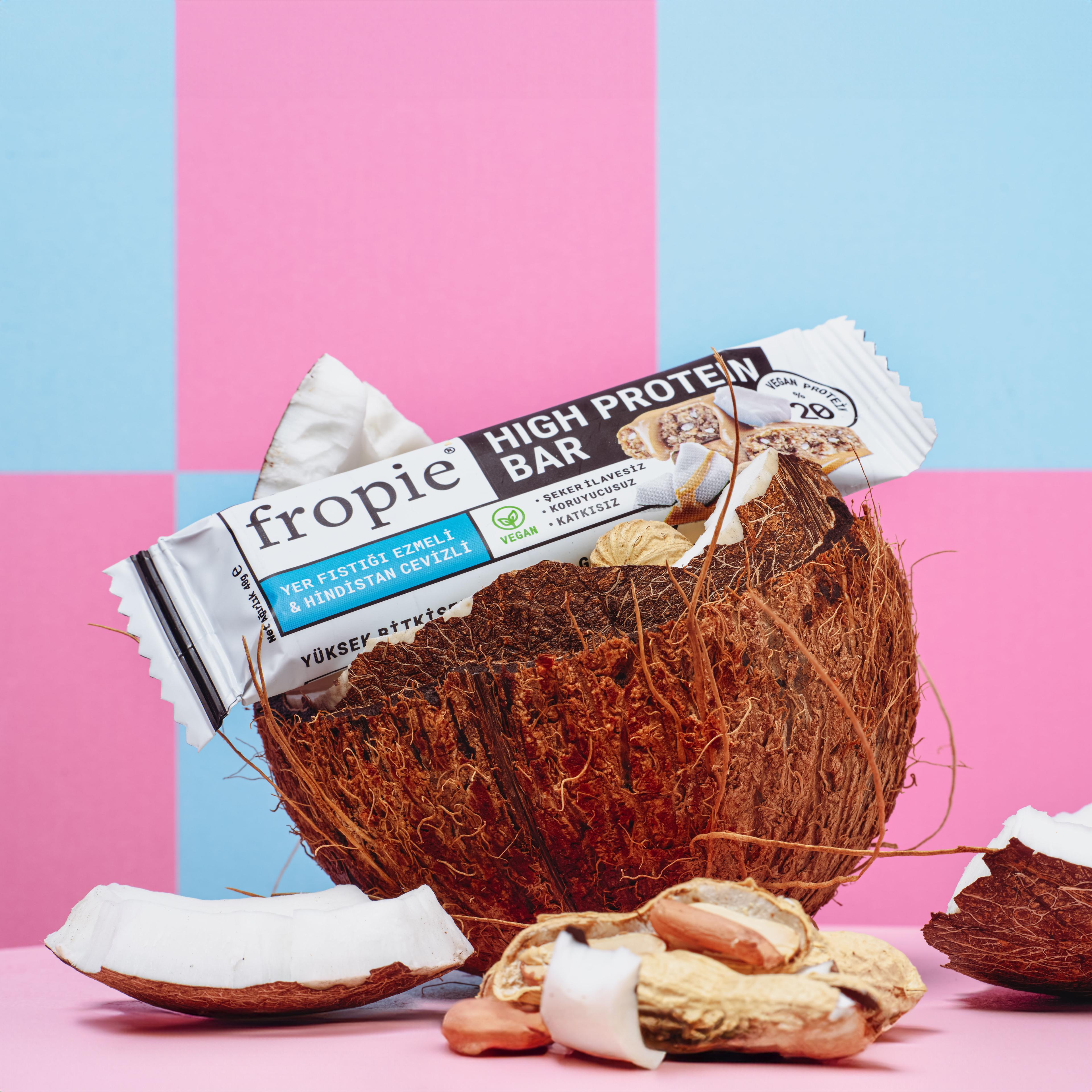 Toptan - Vegan High Protein Bar - Yer Fıstığı Ezmeli & Hindistan Cevizli 40gr 12 Adet