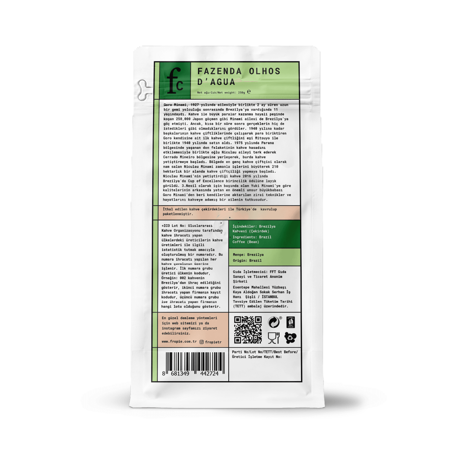 Toptan - Çekirdek Kahve 250gr - Brezilya