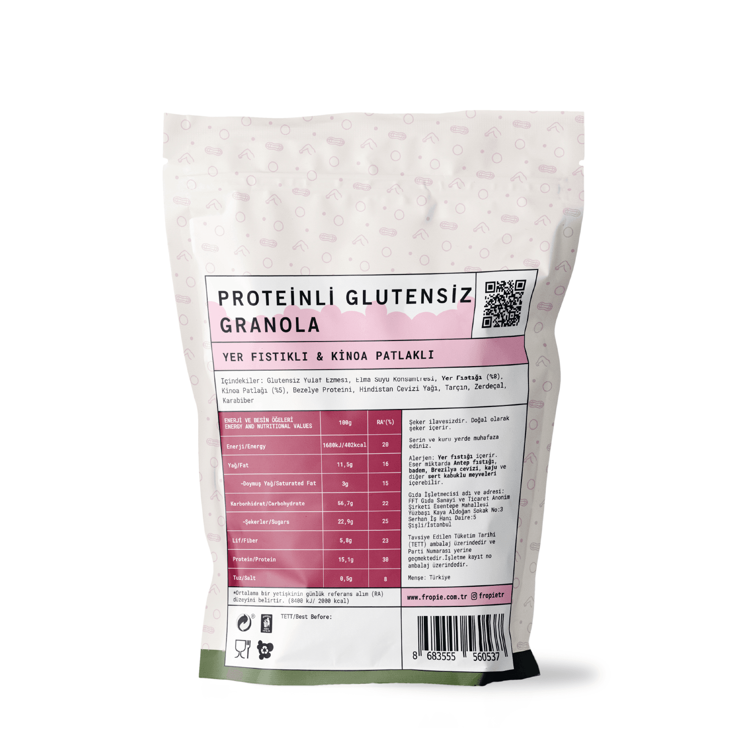 Toptan - Proteinli Glutensiz Granola - Yer Fıstıklı & Kinoa Patlaklı 240gr 12 Adet