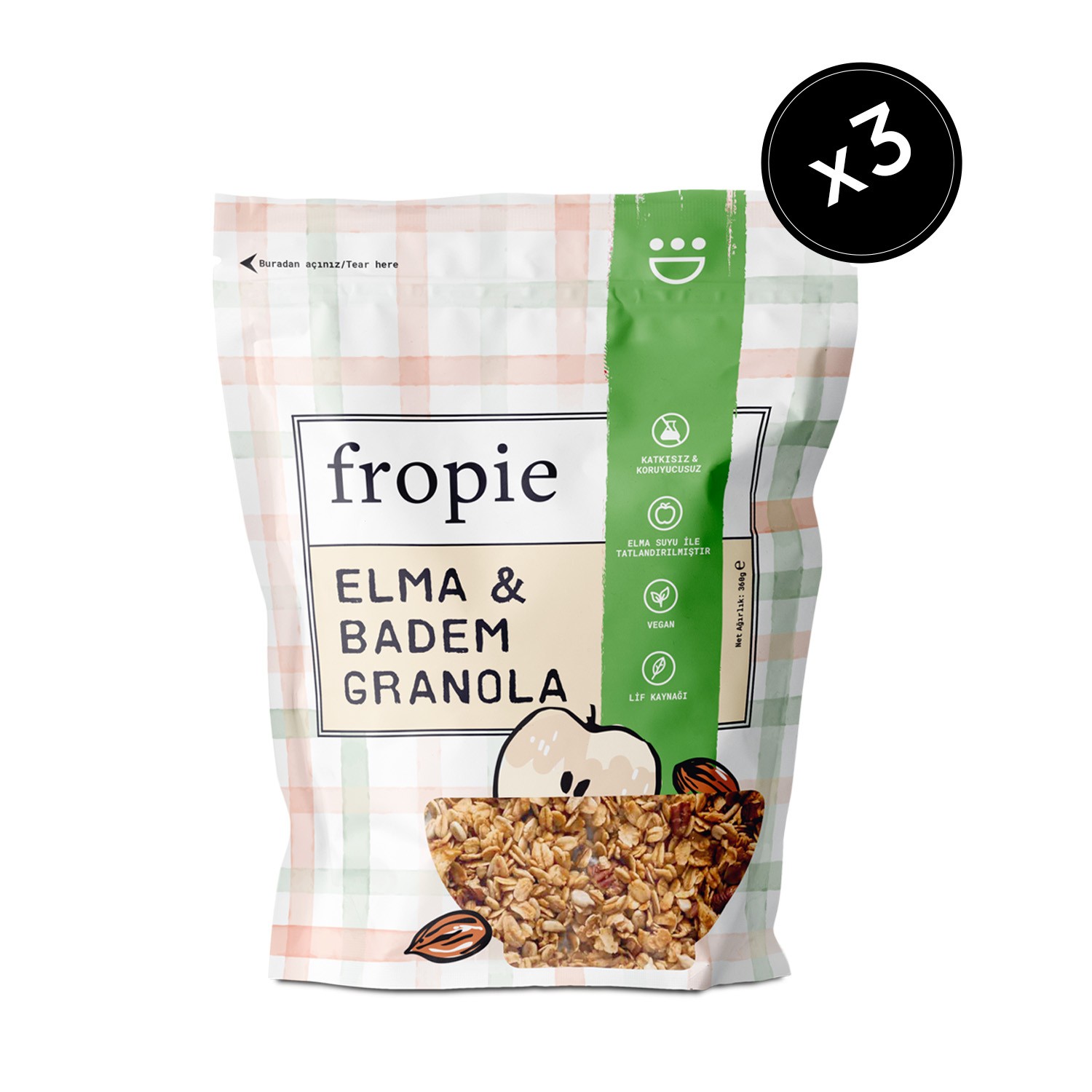 Fropie Elma & Badem Granola 360g x3