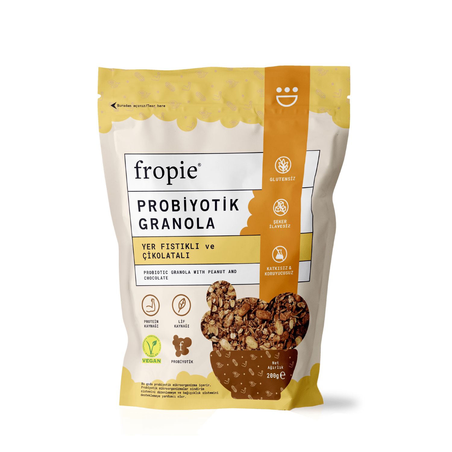 Toptan - Probiyotik Granola - Yer Fıstığı & Çikolata 200 gr 12 Adet
