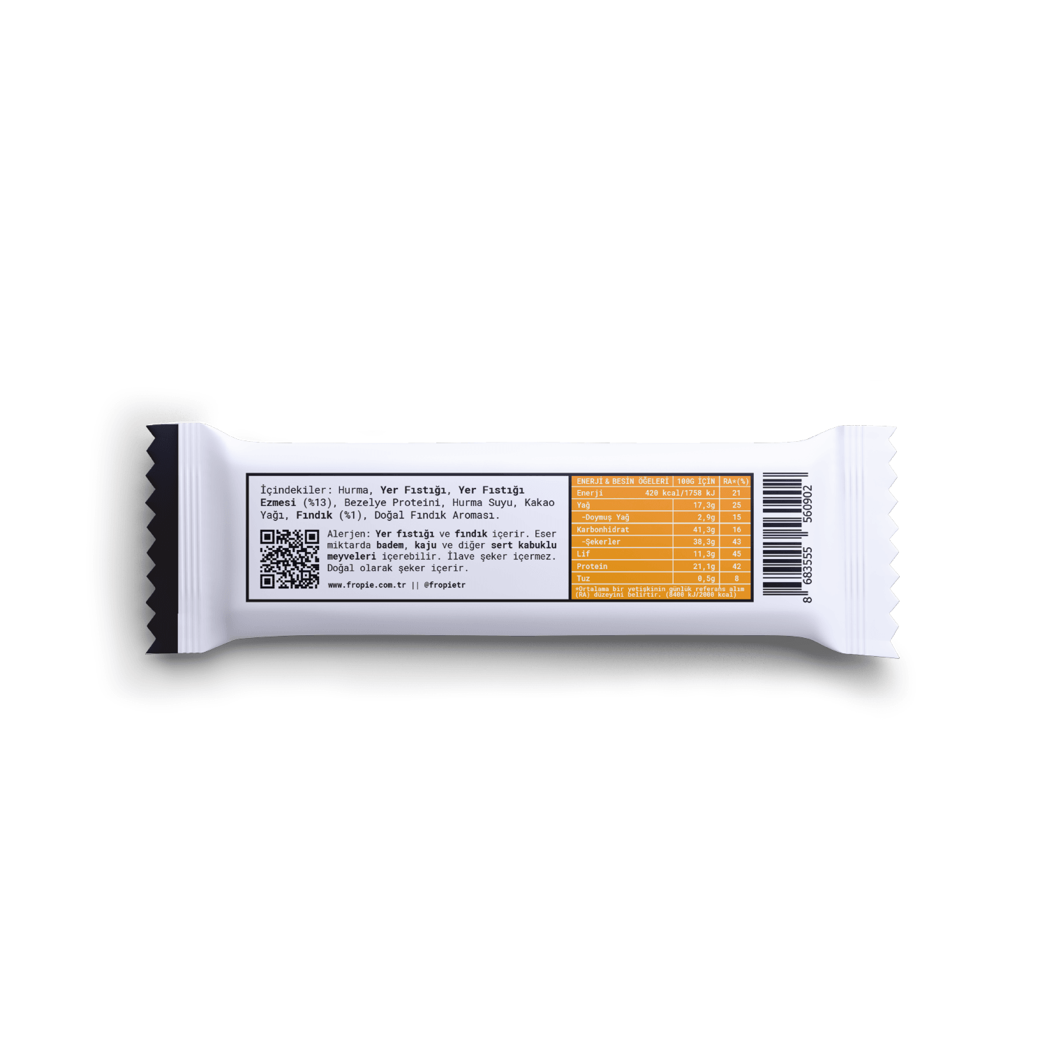 Toptan - Vegan High Protein Bar - Yer Fıstığı Ezmeli & Fındıklı 40gr 12 Adet