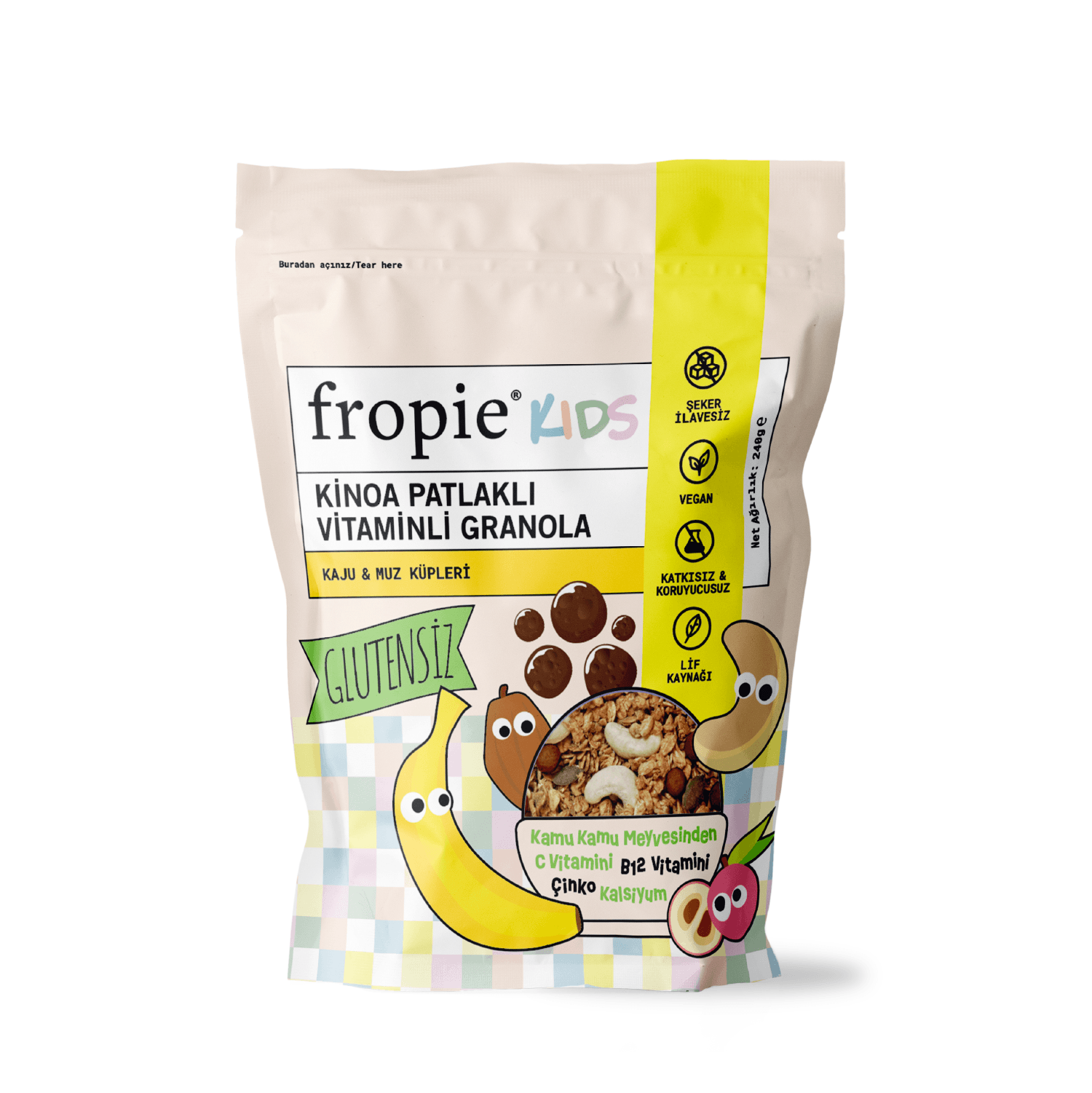 Toptan - Kids Granola - Kaju & Muz Küpleri 240gr 12 Adet