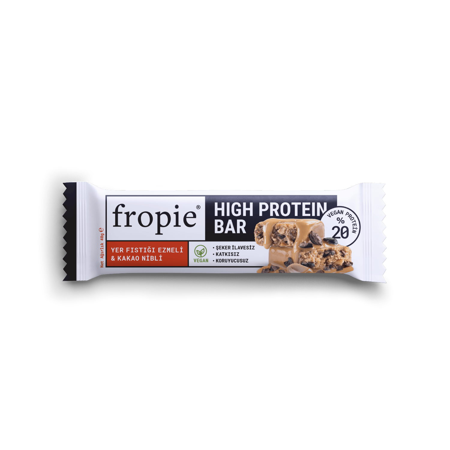 Toptan - Vegan High Protein Bar - Yer Fıstığı Ezmeli & Kakao Nibli 40gr 12 Adet