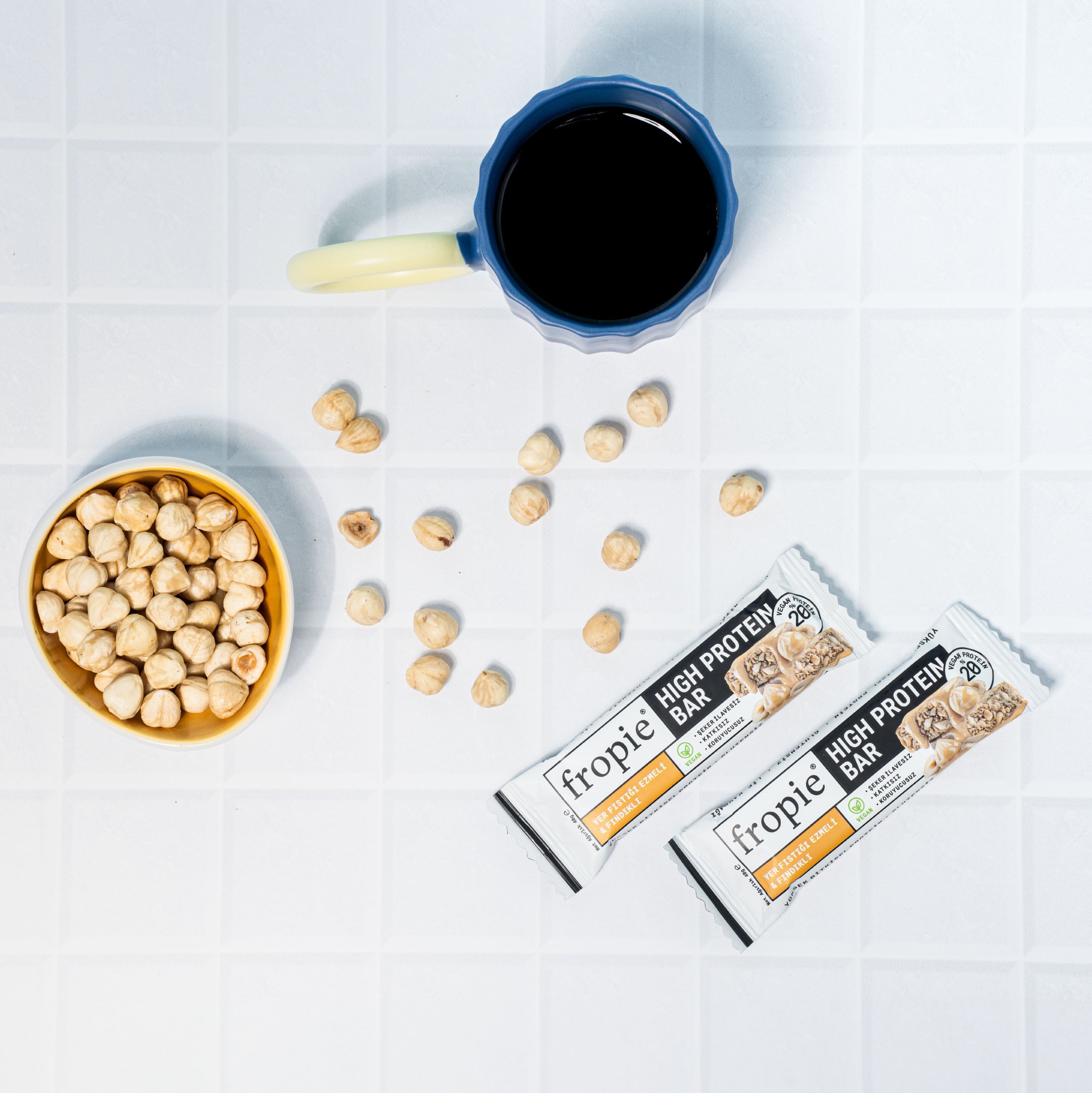 Toptan - Vegan High Protein Bar - Yer Fıstığı Ezmeli & Fındıklı 40gr 12 Adet