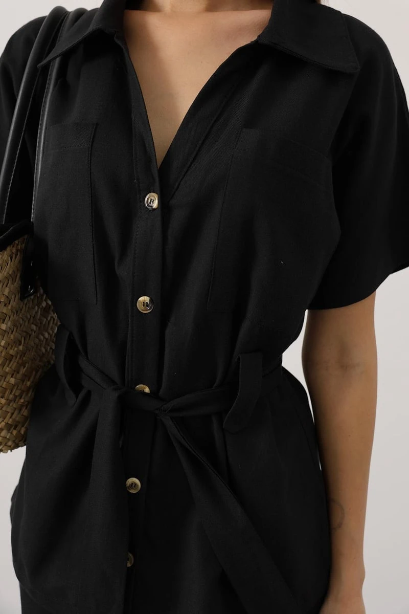 Kuşaklı Cep Detaylı Pantolon Takım