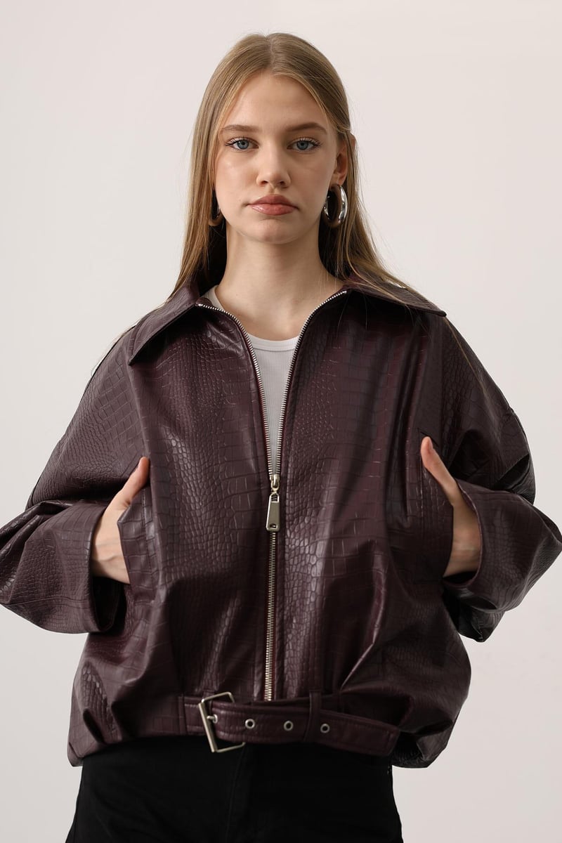 Deri Kemerli Bomber Ceket 