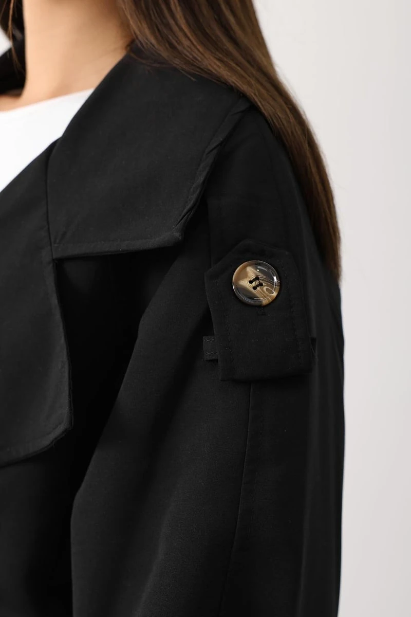 Kemer Detaylı Kısa Trençkot