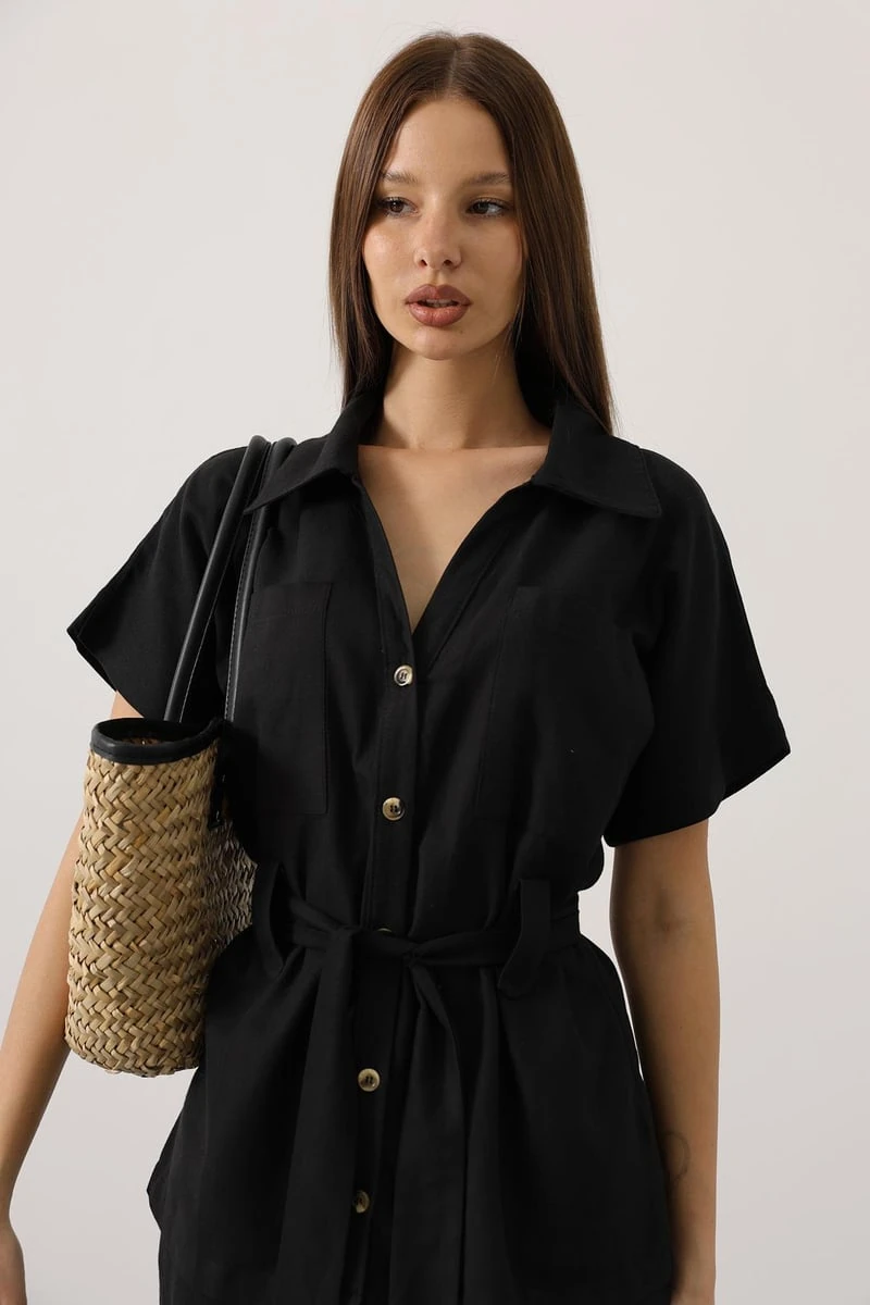 Kuşaklı Cep Detaylı Pantolon Takım