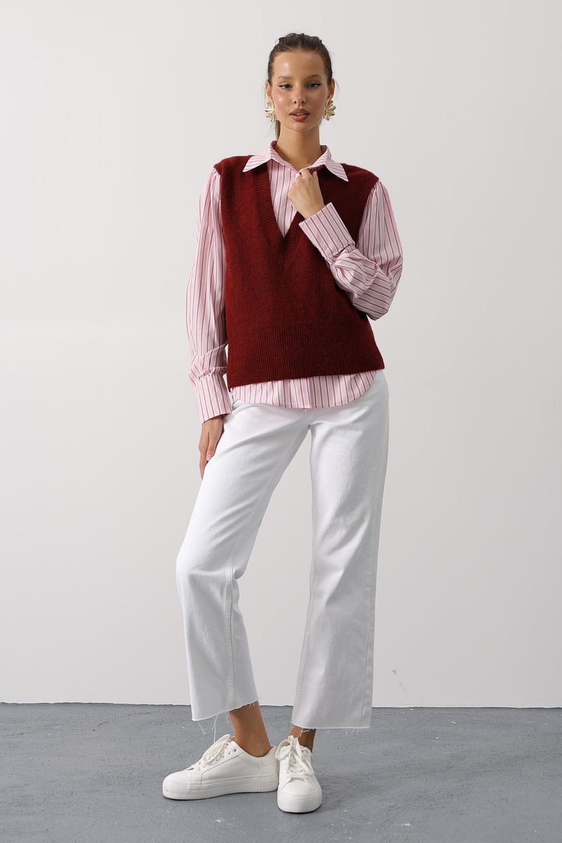 Süveter Detaylı Gömlek - Pembe