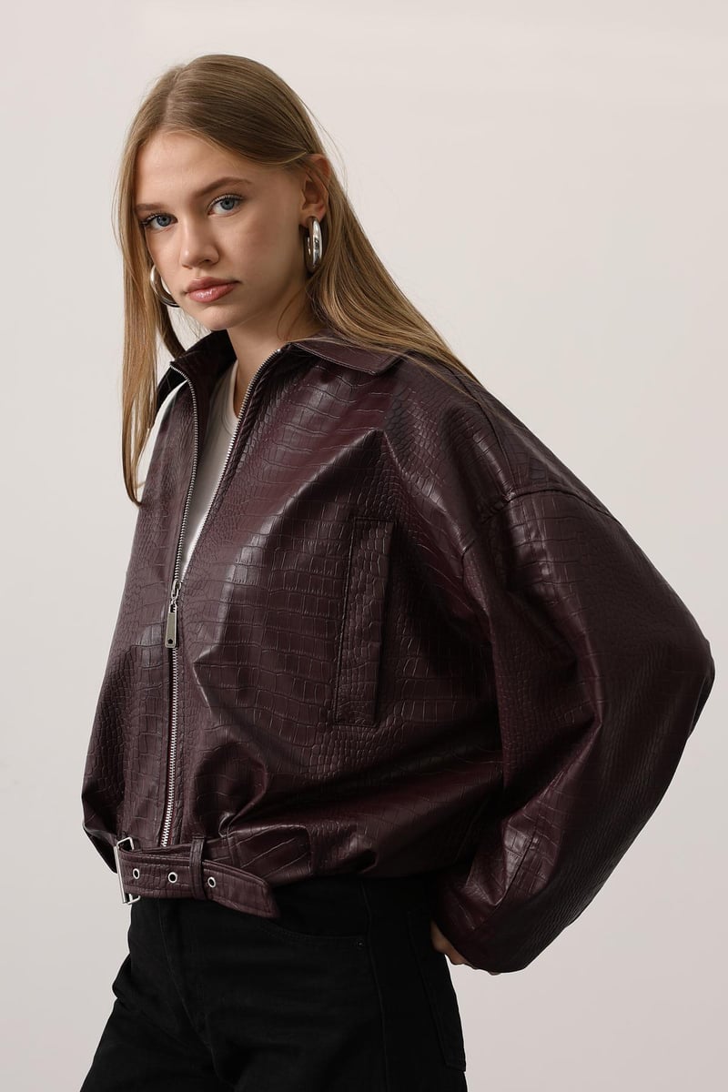 Deri Kemerli Bomber Ceket 