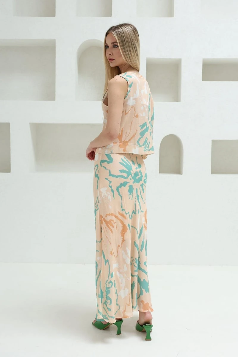 Bağcıklı Bluz ve Etek Takımı