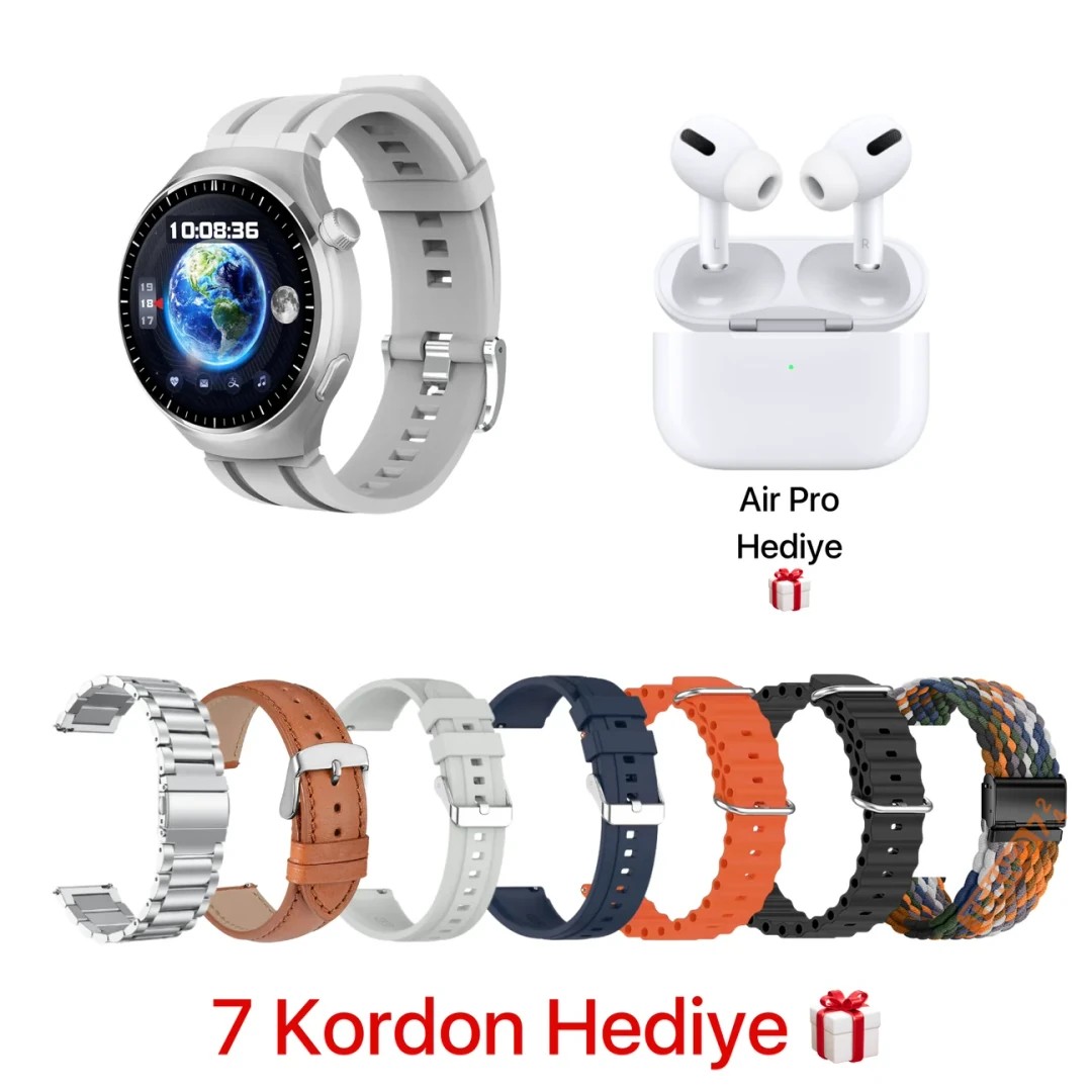 Watch 4 Pro 7 Kordonlu Set + Air Pro Kulaklık İkili Set