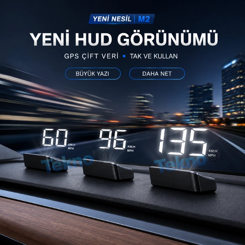 M2 Hud TeknoBi Hud M2 - Cam Yansıtmalı Gps Hız Göstersi