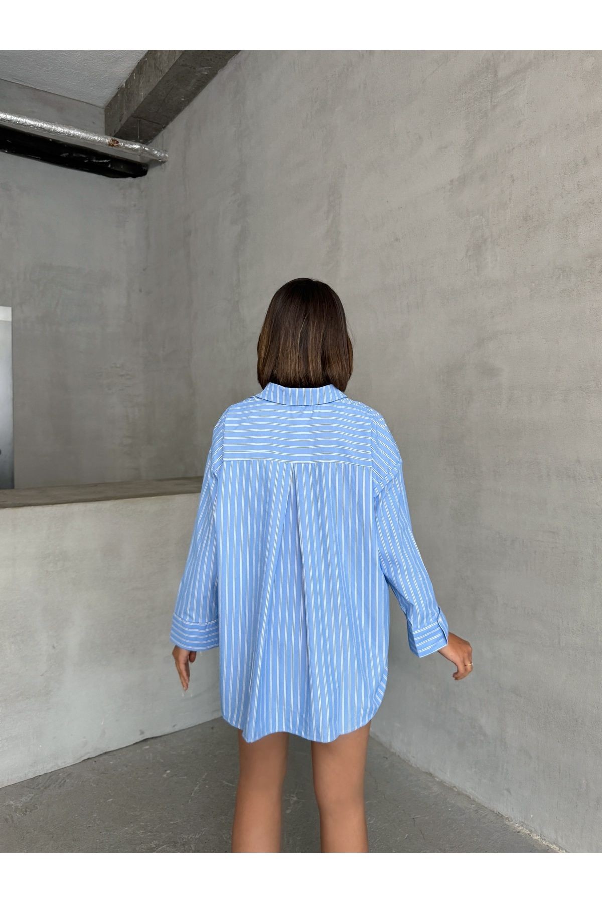 Çizgili Oversize Kol Detaylı Gömlek MISSGML2297