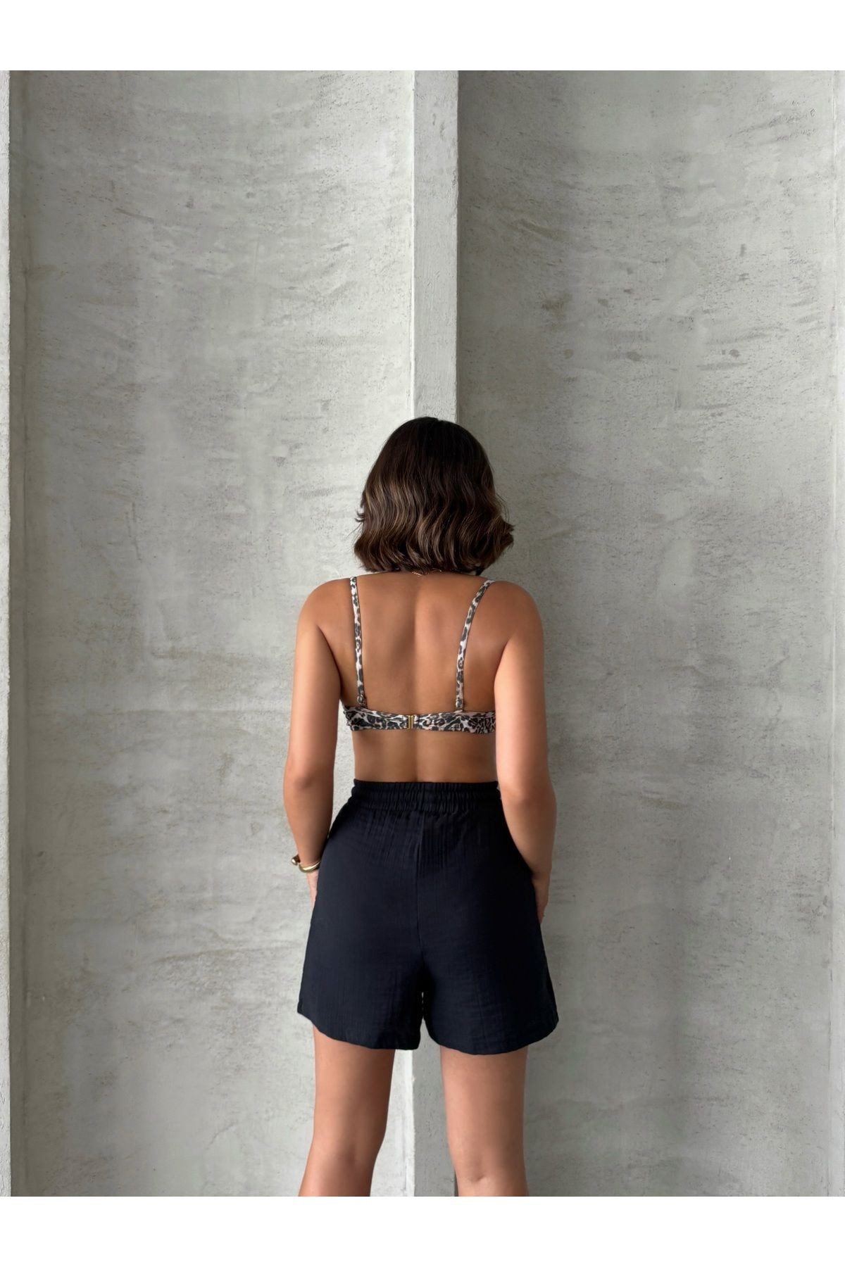 Bel Lastikli Beachwear Keten Şort MISSSRT2670