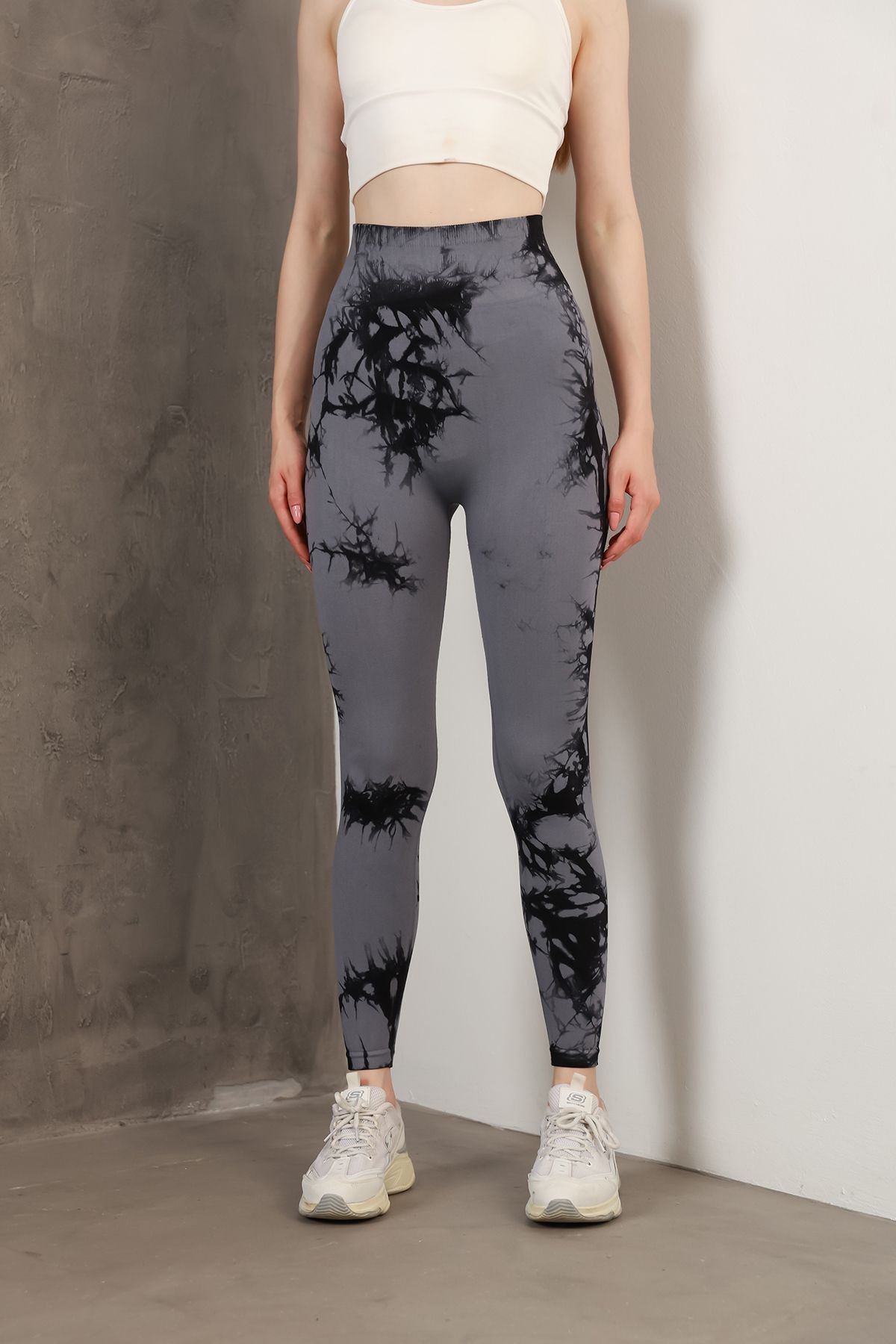Dikişsiz Push-up Toparlayıcı Batik Desen Spor Tayt MISSTA1816