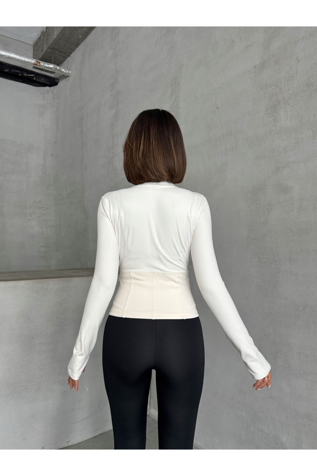 Fırçalı Soft Kumaş Baş Parmak Delikli Spor Ceket/Sweatshirt MISSCE2621-2