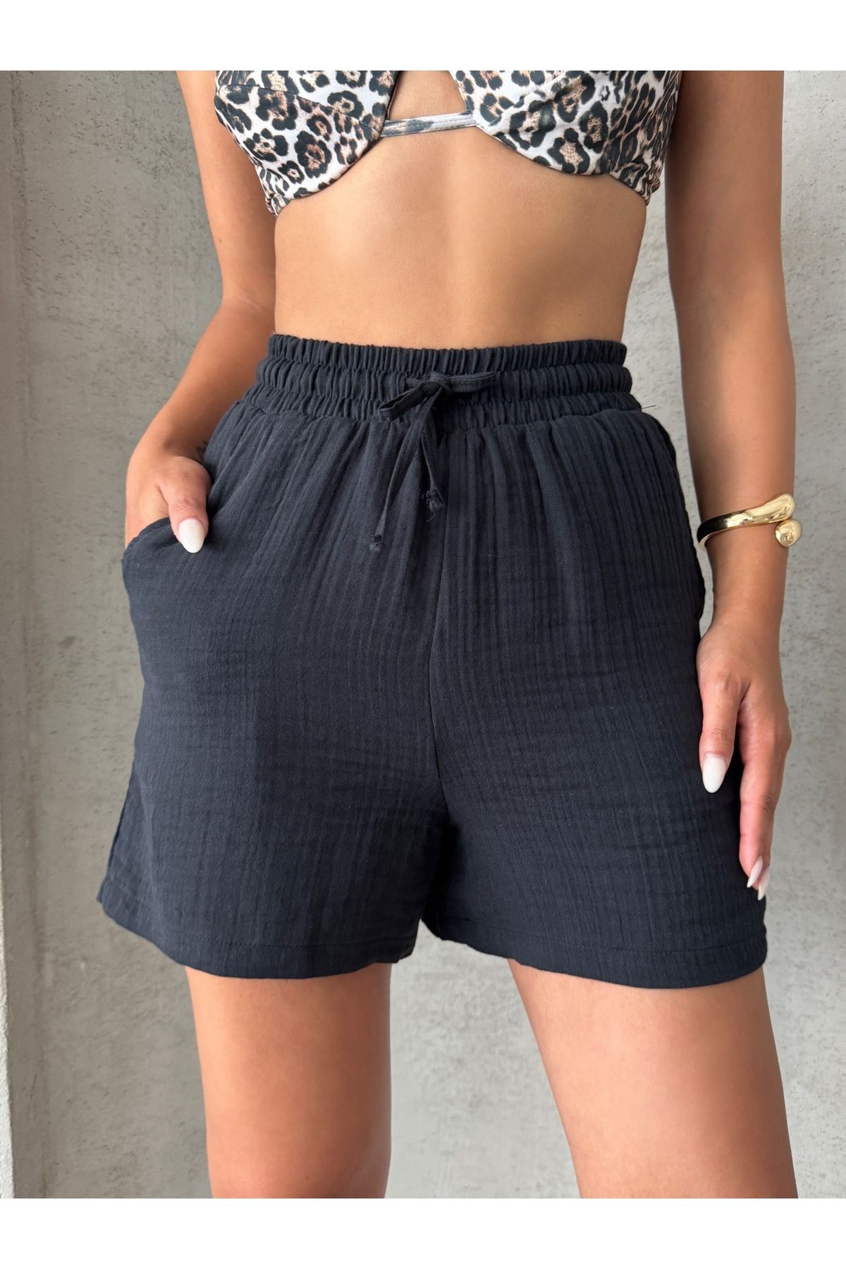 Bel Lastikli Beachwear Keten Şort MISSSRT2670