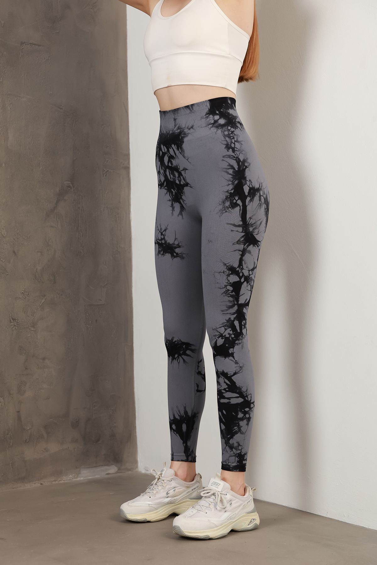 Dikişsiz Push-up Toparlayıcı Batik Desen Spor Tayt MISSTA1816