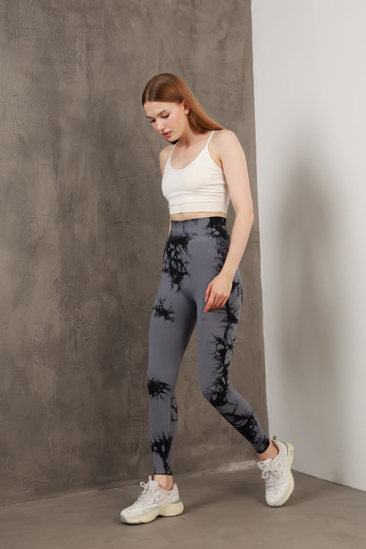 Dikişsiz Push-up Toparlayıcı Batik Desen Spor Tayt MISSTA1816
