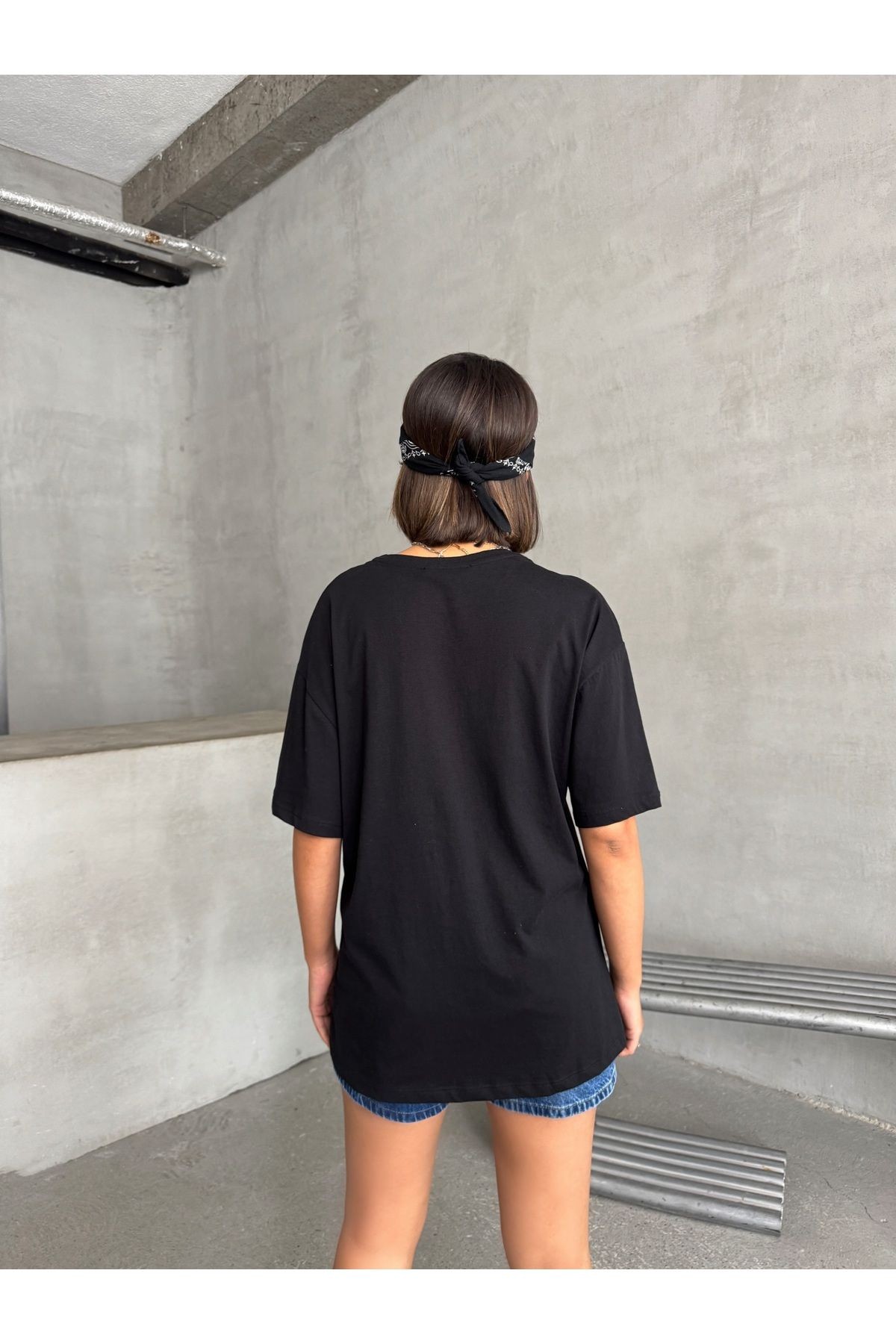 Baskı Detaylı Salaş Basic T-Shirt MISSTS3619