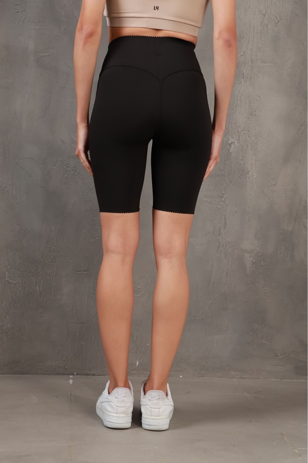 Toparlayıcı Dikiş Detaylı Örme Spor Şort/Kısa Tayt MISSSR2587