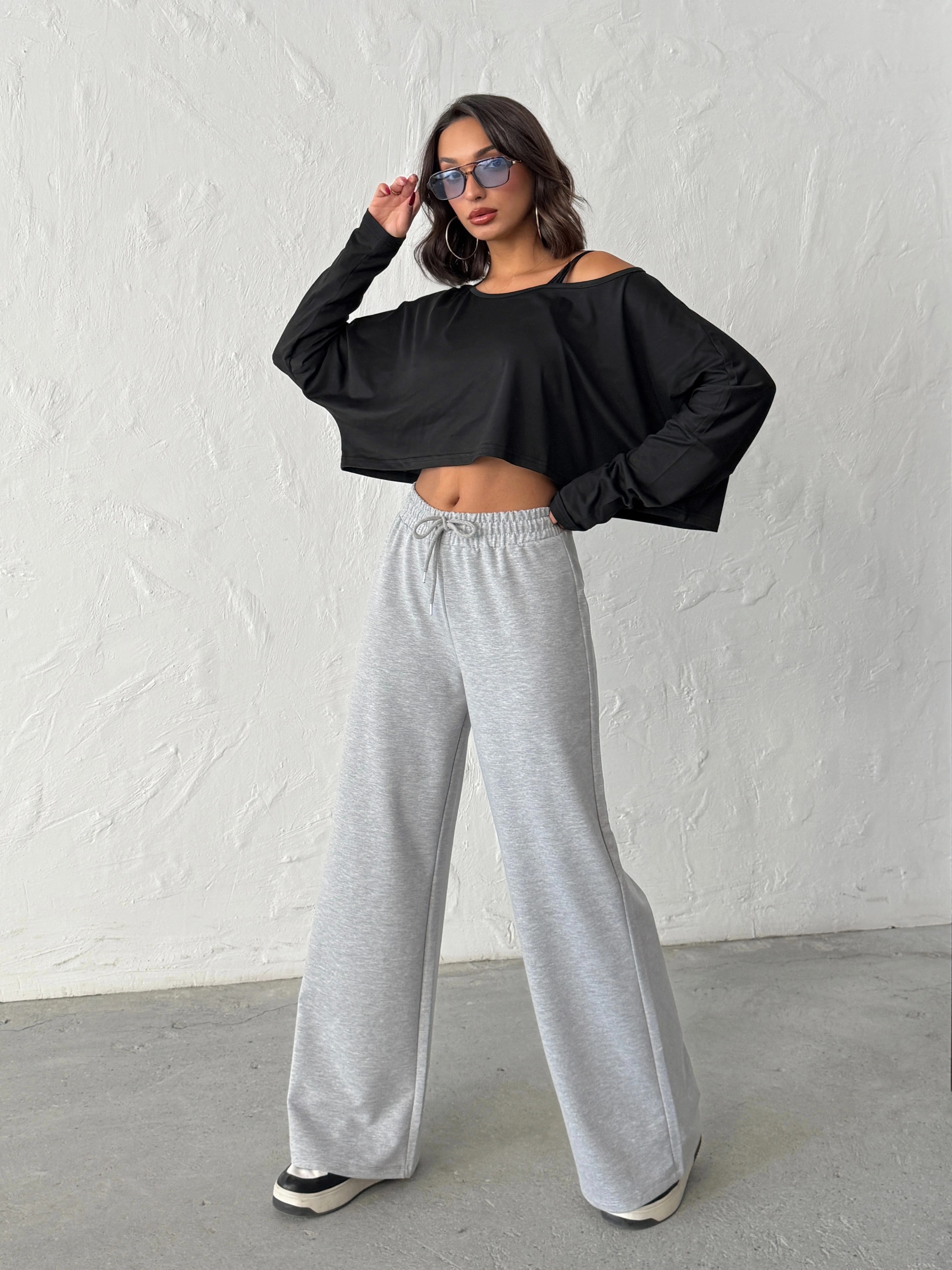 Bel Bağcıklı Rahat Kalıp Geniş Paça Eşofman Altı MISSEA2683