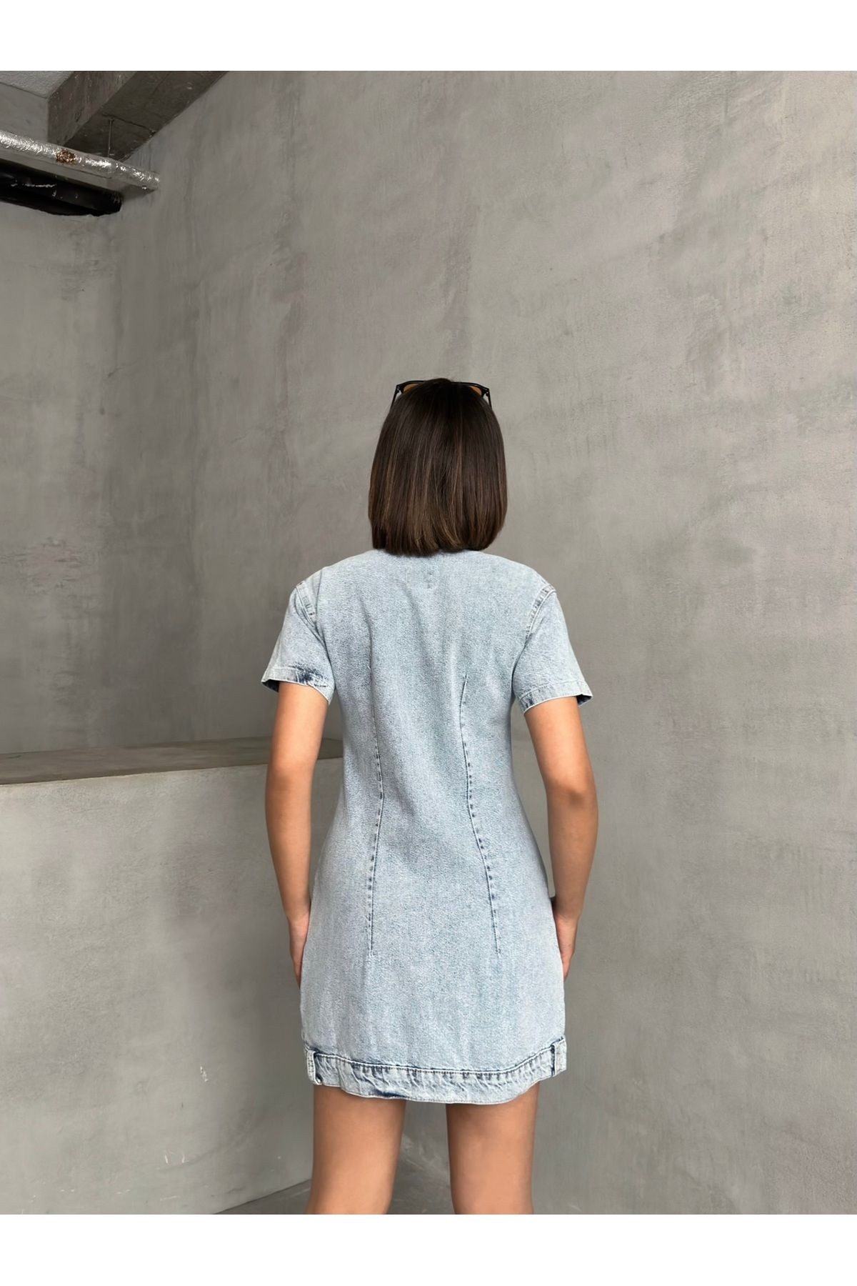 Fermuarlı Cep Detaylı Kar Yıkama Denim Elbse MISSELB3452