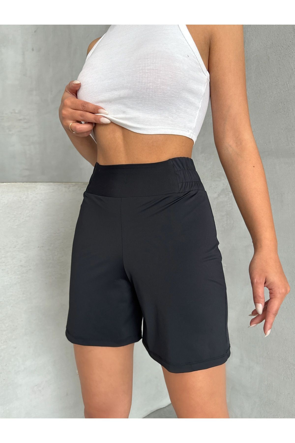 Bel Lastikli Basic Siyah Şort MISSSRT2629