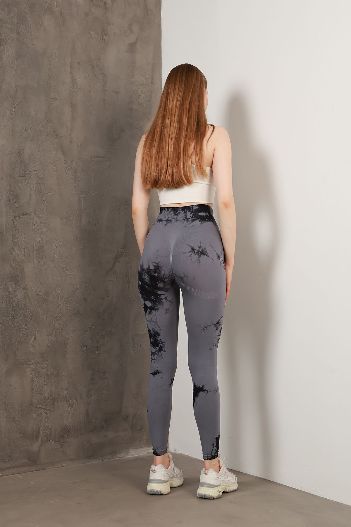 Dikişsiz Push-up Toparlayıcı Batik Desen Spor Tayt MISSTA1816
