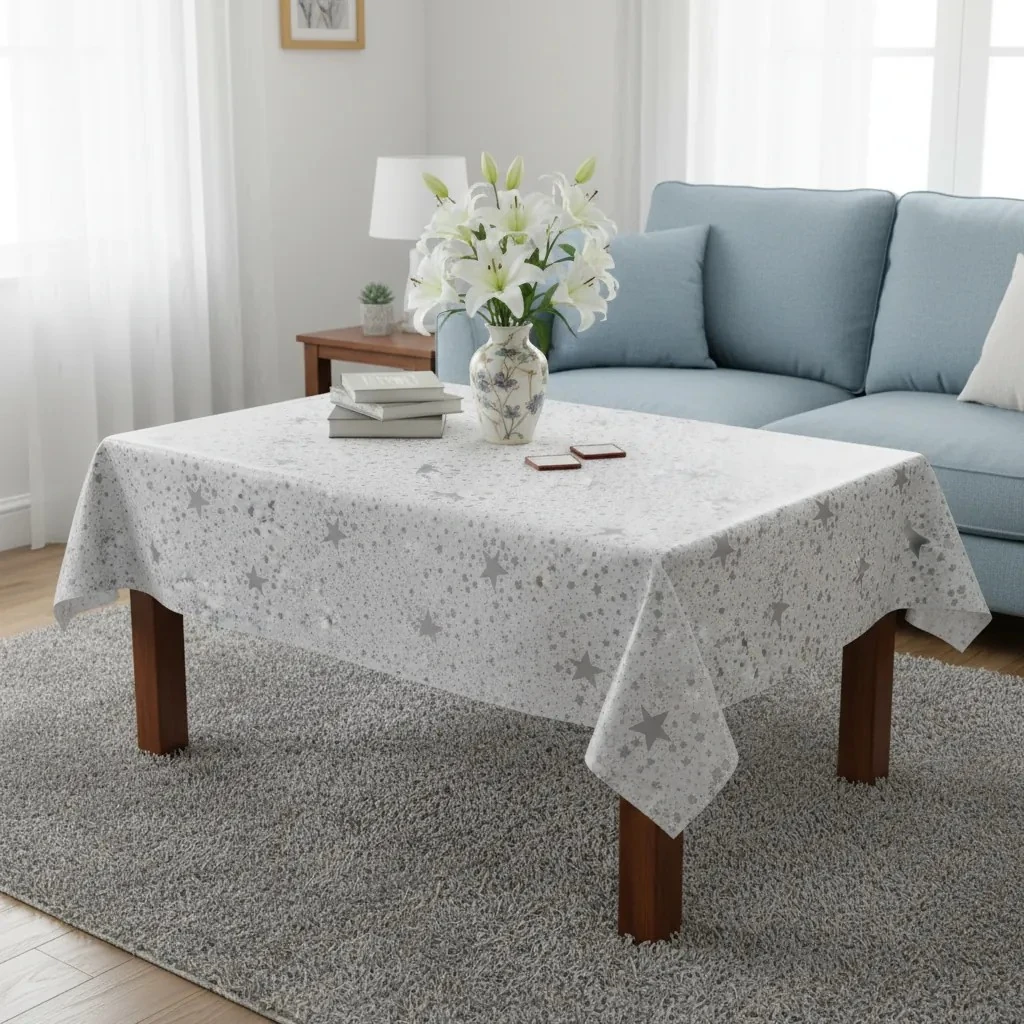Astarlı Silinebilir Pvc Muşamba Masa Örtüsü - Yıldız